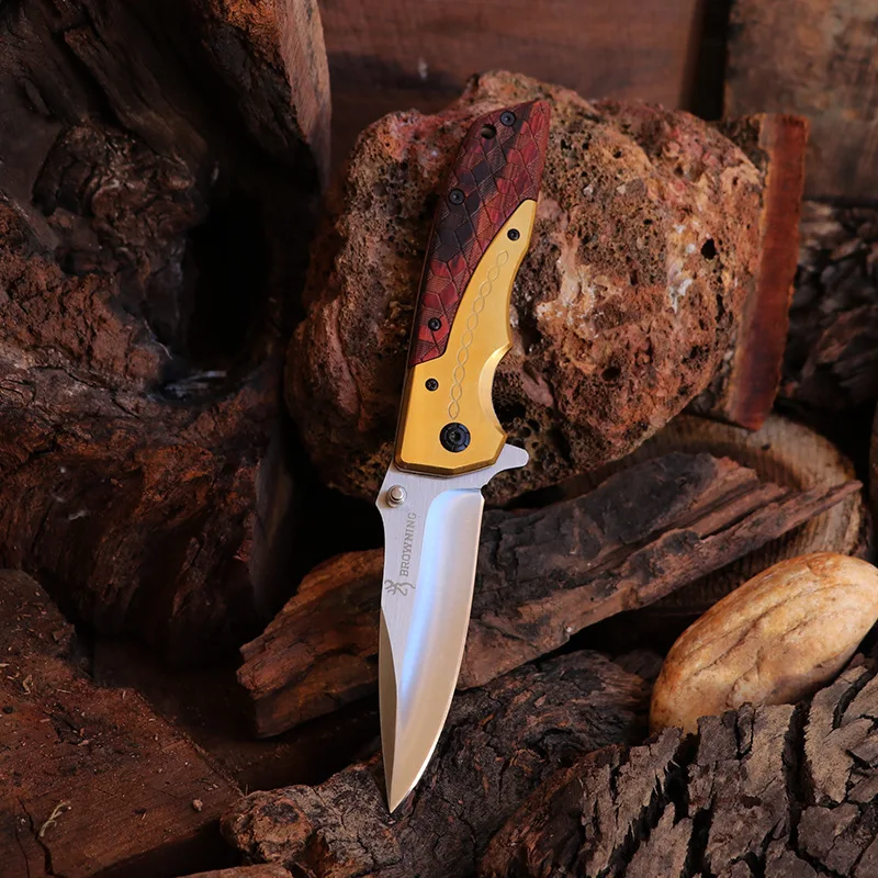 في الهواء الطلق صلابة عالية سكين صغير ، المحمولة ، الدفاع عن النفس ، حاد ، للطي ، رئيس النحاس ، لطخة ، الخشب ، العسكرية الصغيرة