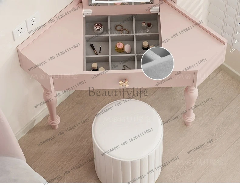 dresser, bedroom makeup table, flip mirror, small apartment beauty cabinet, chest cabinet integrated