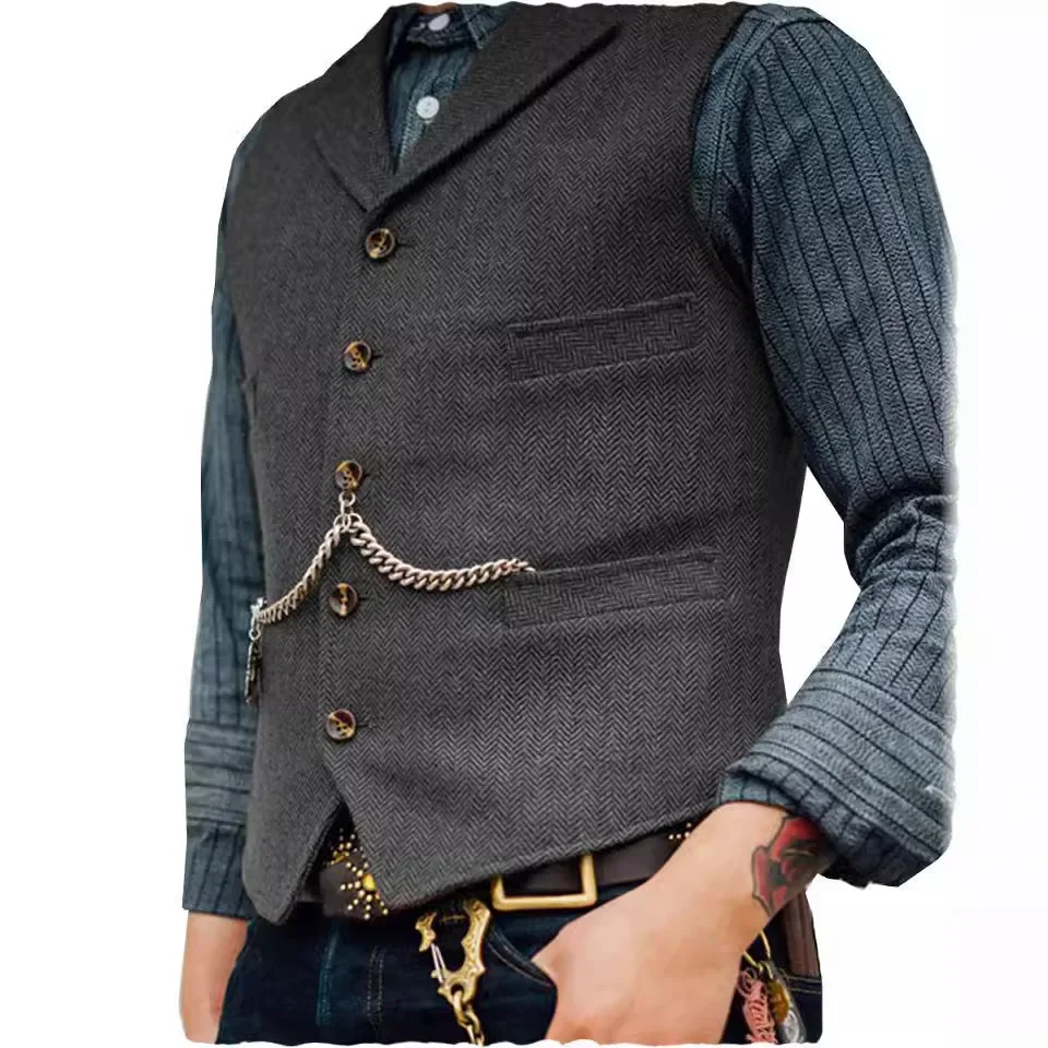 Gyapjú Gyapjúszövet men's suits Alsóing számára groomsmen esküvői Hajtóka Alkalmi Csekély Teendő vests Ujjatlan Mellény Apaállat gilet homme vests