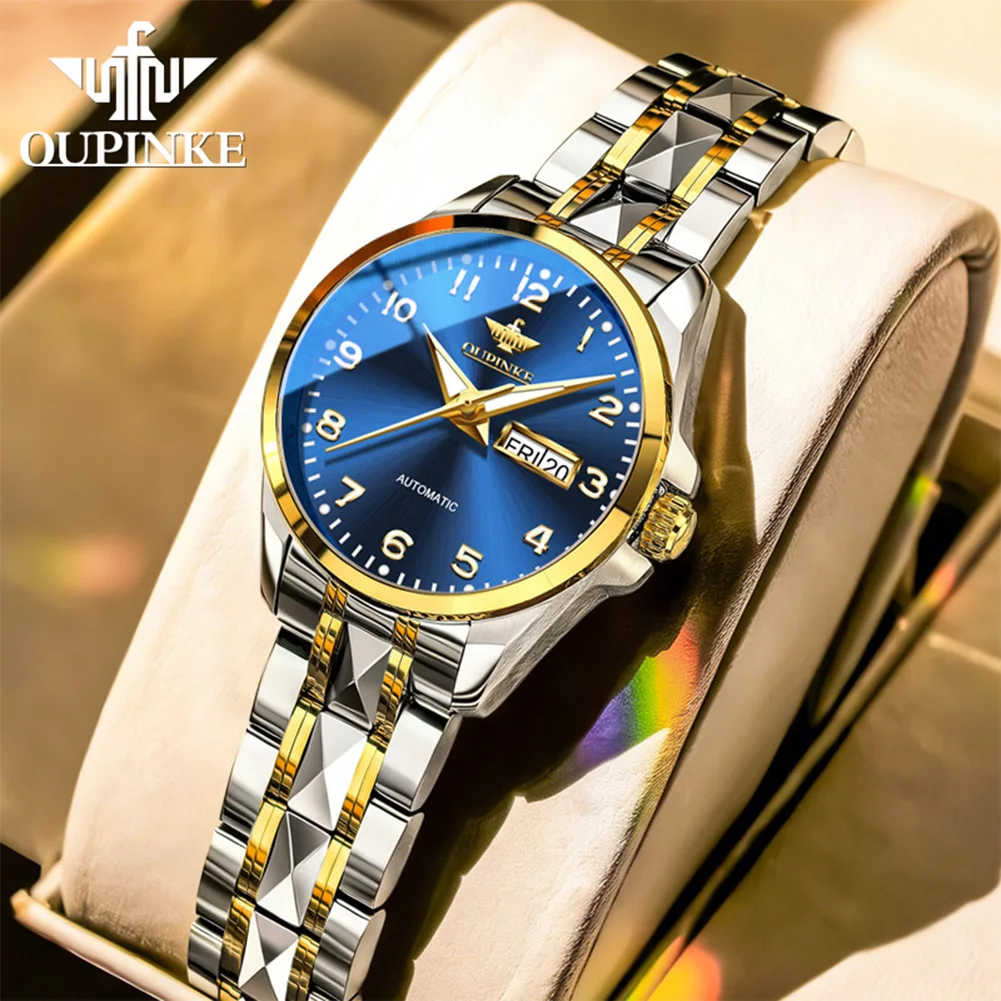 OUPINKE 3323 Imported Movement Women's Watch Luxury Automatic Mechanical Watches Digital Dial Auto Date Wristwatch