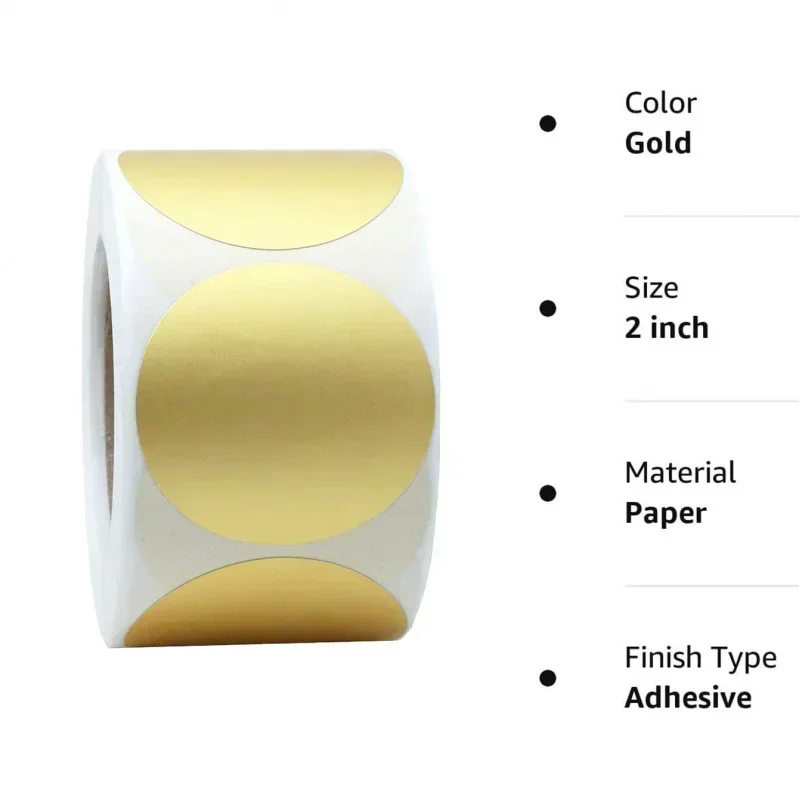300/500Paste Round Matte gold Label Stickers Birthday Wedding Gift Box Stickers Matte Gold/Matte Silver Curl Stickers，Folder Lab