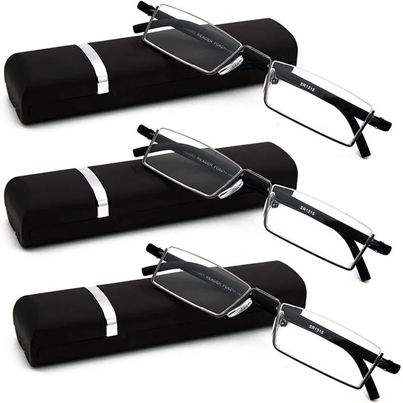 Flexible Halbrahmen-Lesebrille mit Box, für Damen und Herren, tragbar, mit Blaulichtfilter, Unisex, für Presbyopie, Stärken von P1.0 bis P4.0. – Detail 10