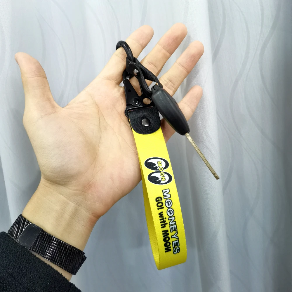 JDM Federclip Auto-Schlüsselanhänger Gelb MOONEYES Motorrad-Schlüsselring Persönlicher Modischer Stoff-Schlüsselanhänger JET-Tag Anhänger Zubehör – Detail 21