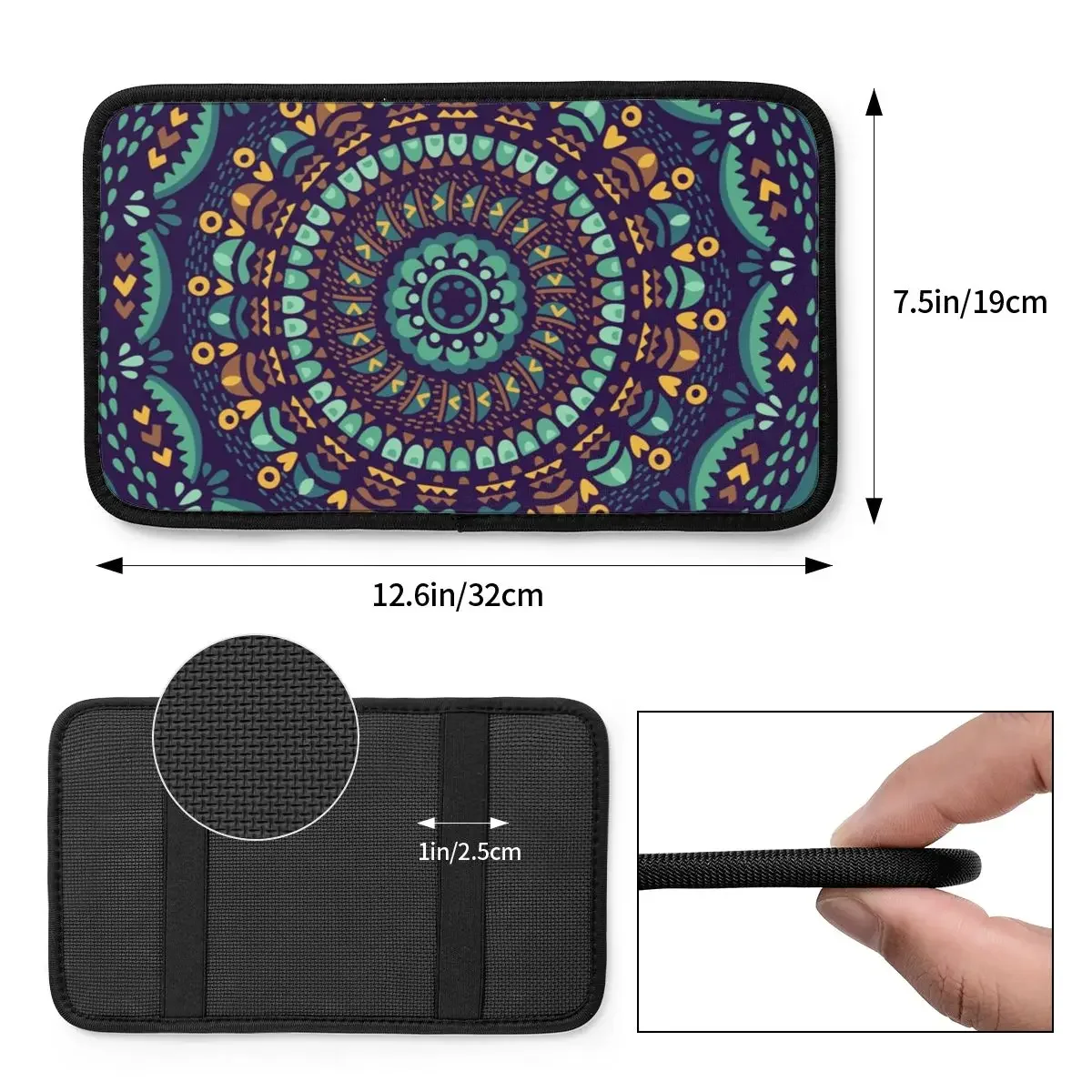 Center Console Cover Pad Ethnic Mandala Car Armrest Cover Mat Mandala Boho Bohemian Pattern Automobiles Armrest Pad