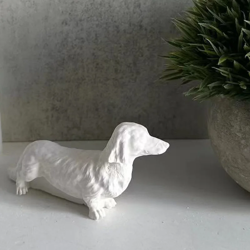 DIY Long Hair Dachshund Scented Candle Mold Plaster Decoration Silicone Mold