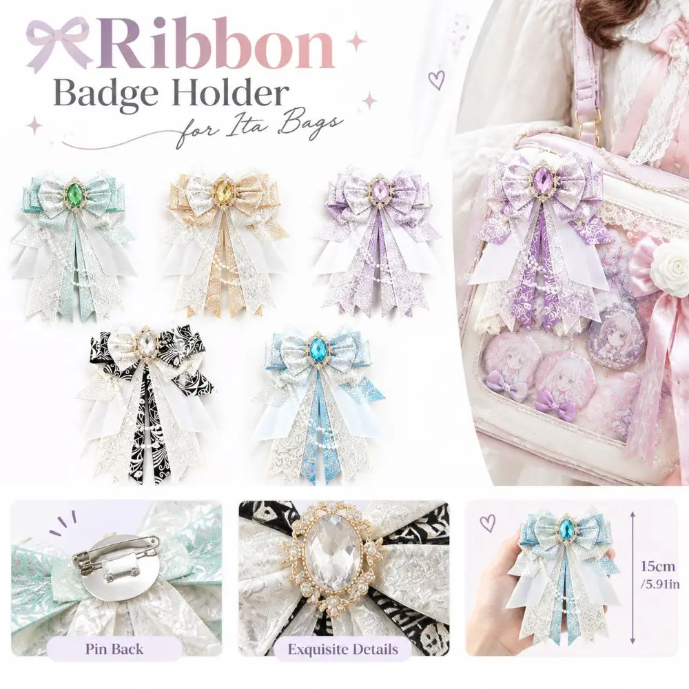 Handmade Itabag Decoration DIY Craft Pearl Beads Badge Decoration Layered Ribbon Rhinestone Gem Bag Decoration