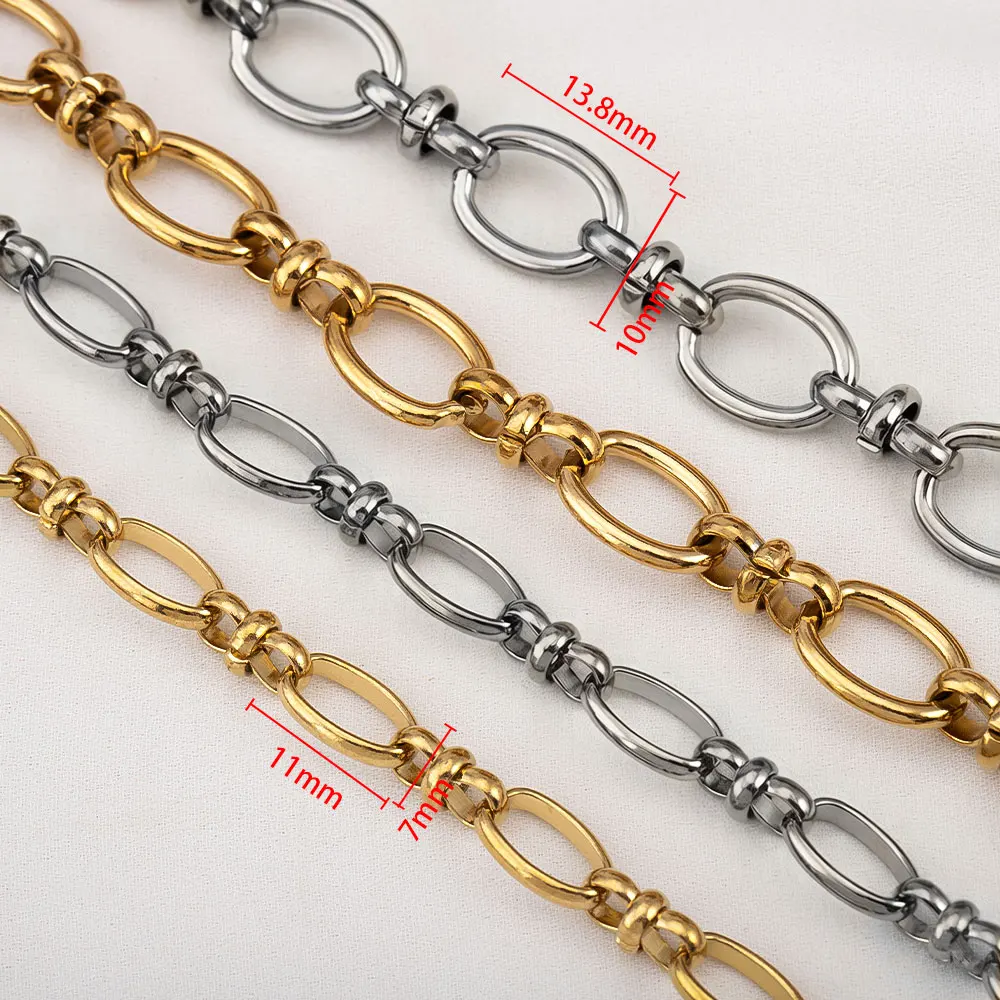 1M 0,5M Edelstahl Oval Chunky Knot Hip Hop Gliederketten DIY Schmuckherstellung für Männer und Frauen Punk Halskette Armband Zubehör – Detail 8