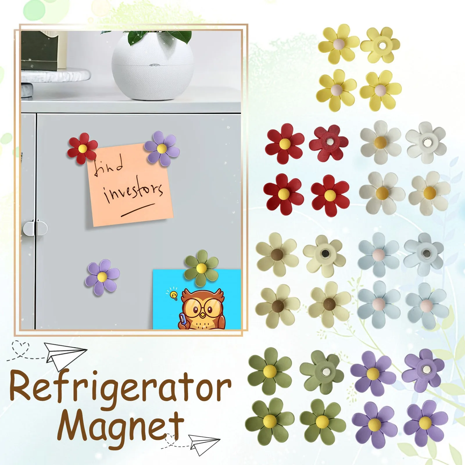 Cute Daisy Stickers Flower Parttern Refrigerator Magnet Stickers Creative Magnetic Sticker Home Fridge Decorations