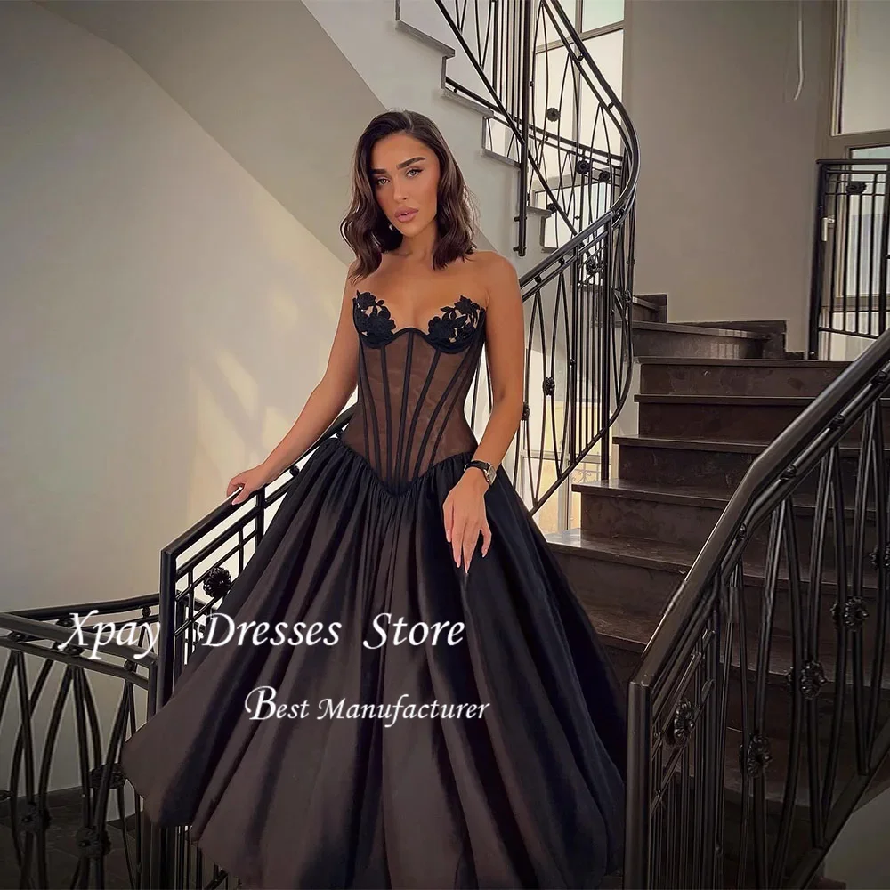 XPAY Sexy Querida Preto Vestido de Baile A Linha Sem Mangas Vestido Especial Personalizado Vestido de Baile Formal плаajtiniaiч versaе