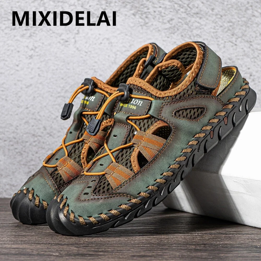 Hot Summer Men\'s Sandals Outdoor Mesh Sandals Soft Clogs Men Sandals Slides Handmade Dropship Sandals Roman Outdoor Slippers