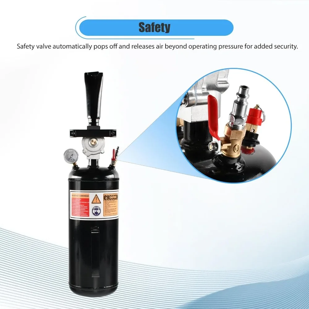 مقعد خرز للإطارات الهوائية سعة 8 لتر مع مكبر ومقياس 116 رطل لكل بوصة مربعة للسيارة والشاحنات وإطارات ATV #5