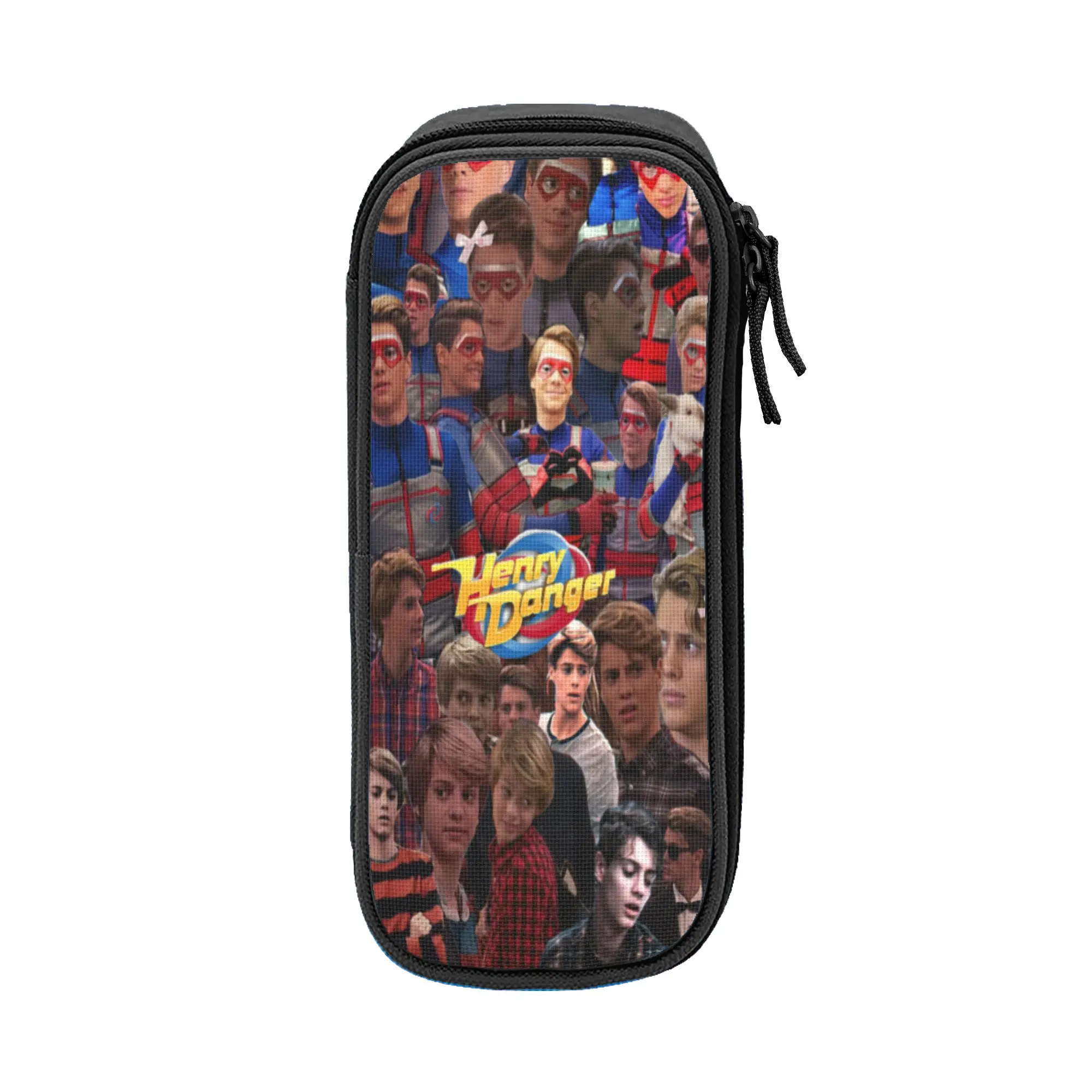 Captain Henry And Kid Danger  Pencil Case Double Layer Large Capacity Office Supplies  Pencilcase Birthday Gift