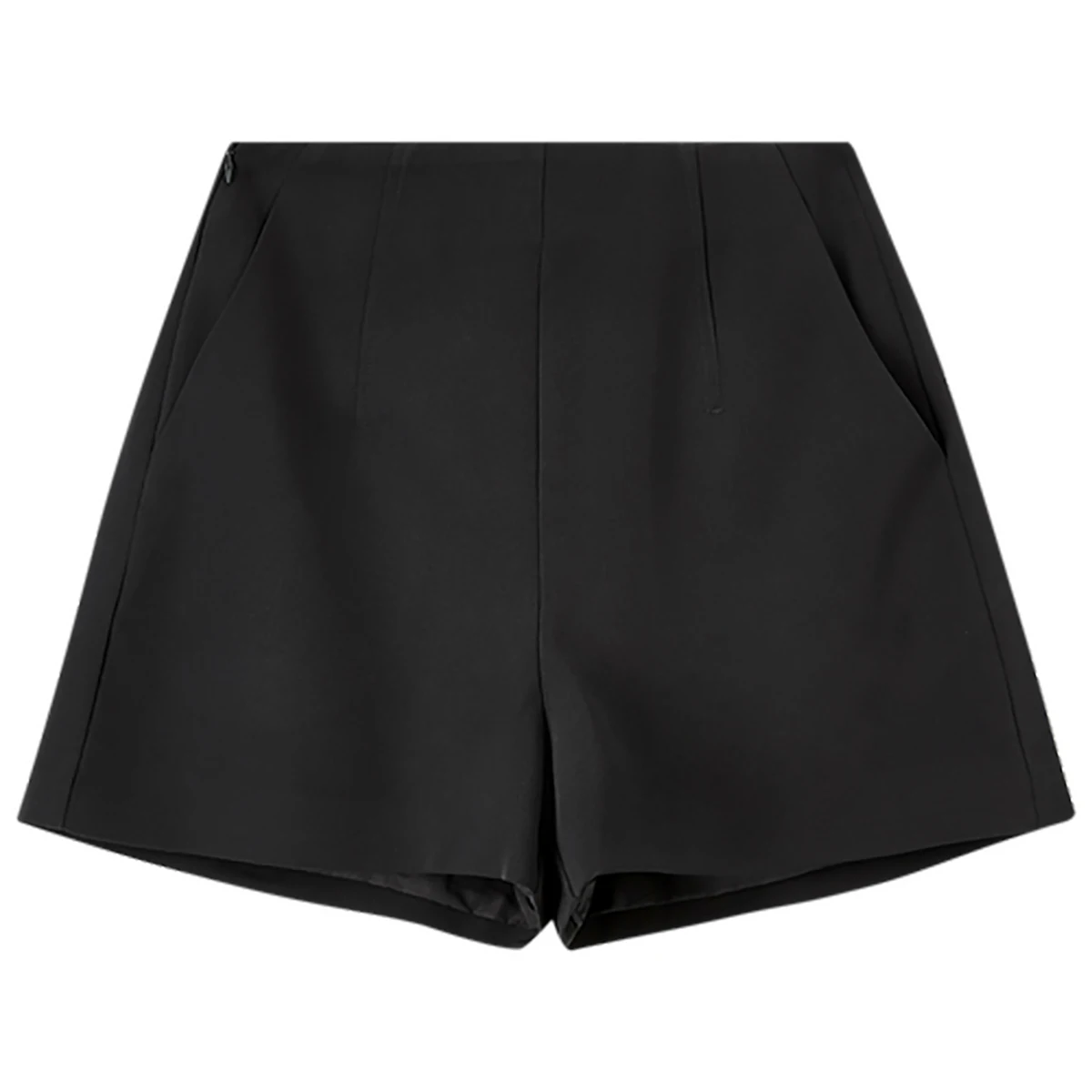 SENTUBILA A-line Classic Black Shorts 2025 Spring Summer Fashiom High-waist Pockets Commuting Simple Female Shorts 152K87936