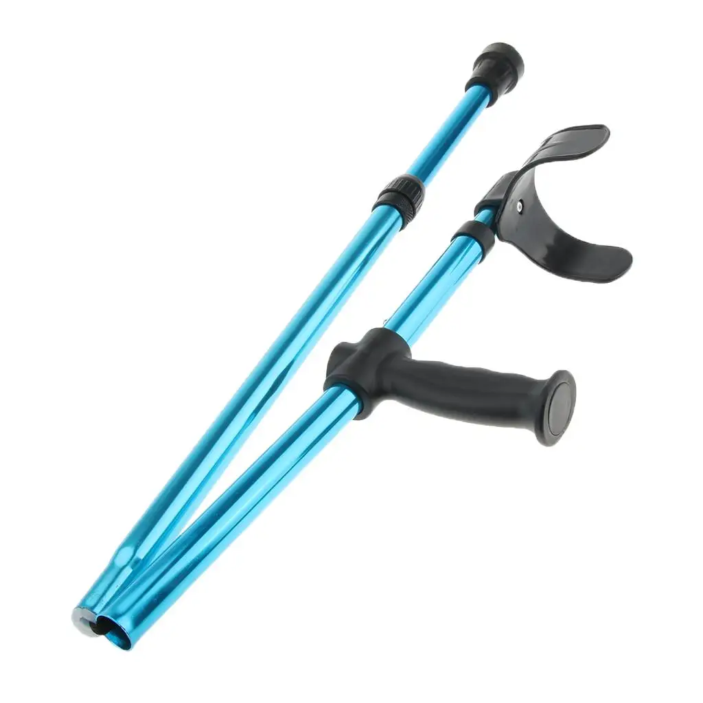 Aluminum Adjustable Forearm Crutches for Adult Non Slip Foldable Walking Stick with Contoured Handle Grip for Orthopedic Use