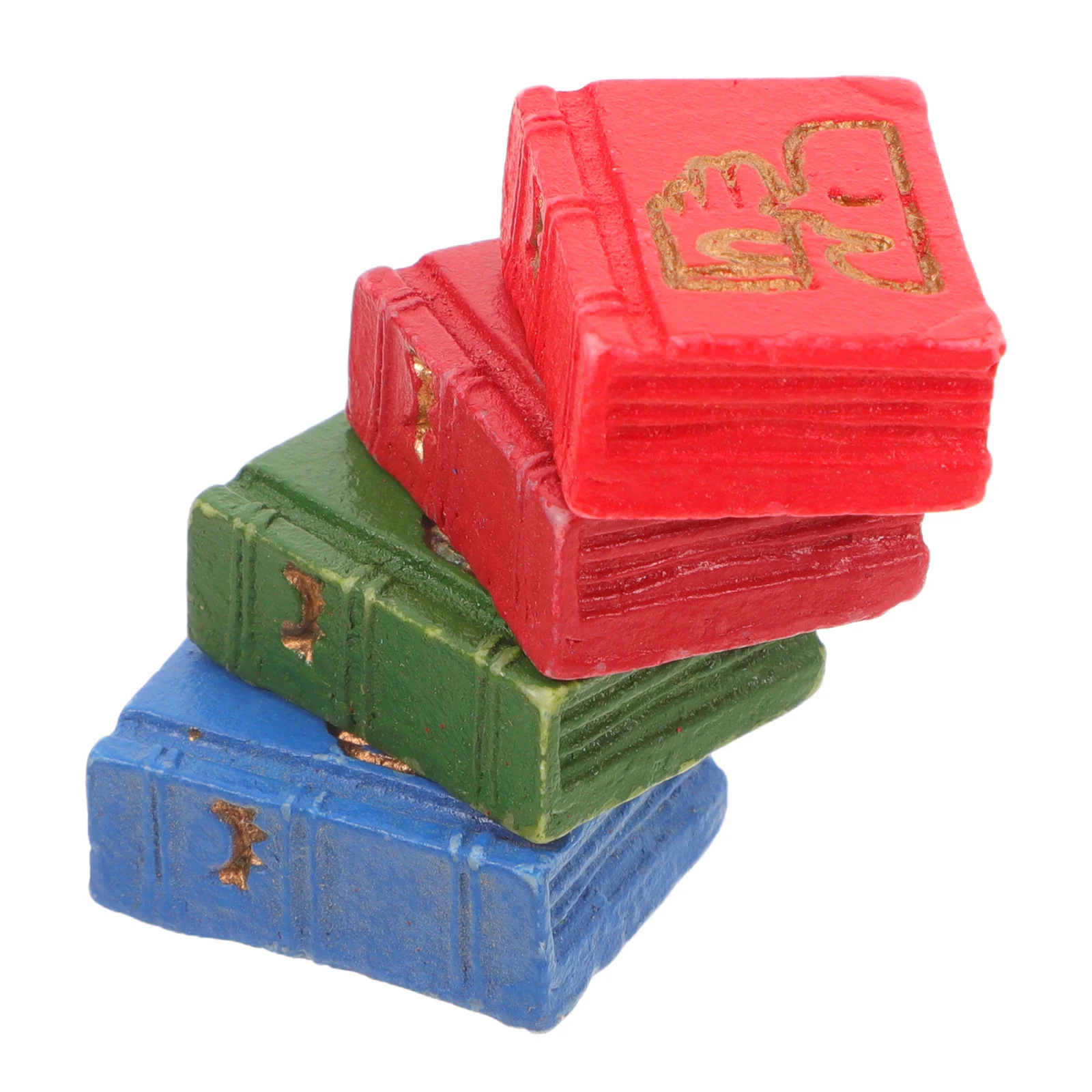 

4 Pcs Mini Book Ornaments Dollhouse Decorations Miniatures Resin DIY Books Minature for Crafts