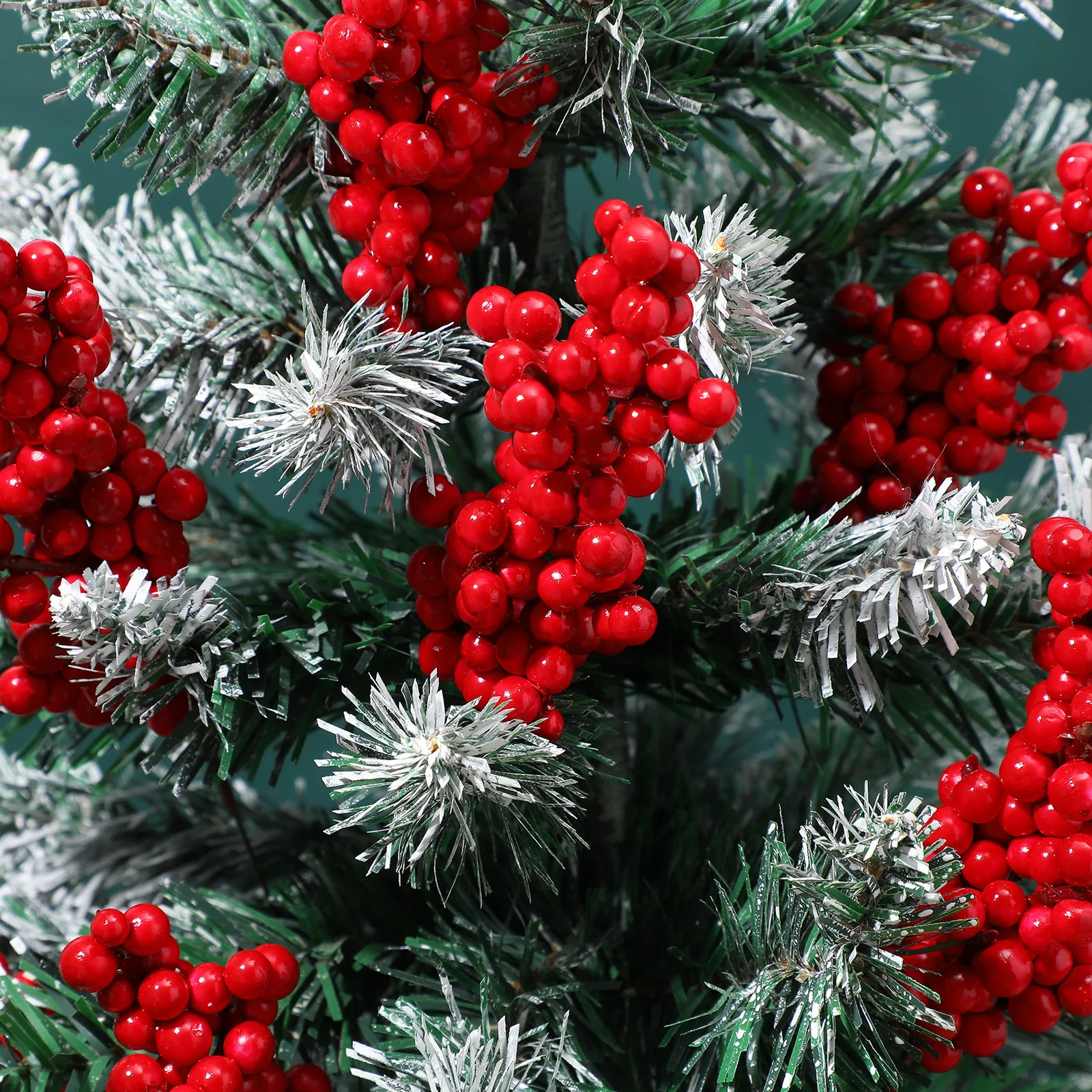 

8pcs Artificial Red Berries Christmas Decor Xmas Tree Branches Party Home Table Ornament Wreath Fake Flower Plant Leaves