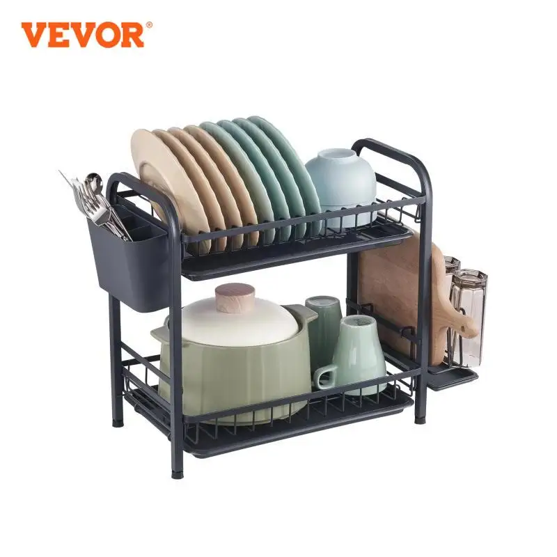 VEVOR Dish Drying Rack Large Capacity Dish Drainers Rustproof Carbon Steel Dish Drainer with Drainboard Storage Space Saver