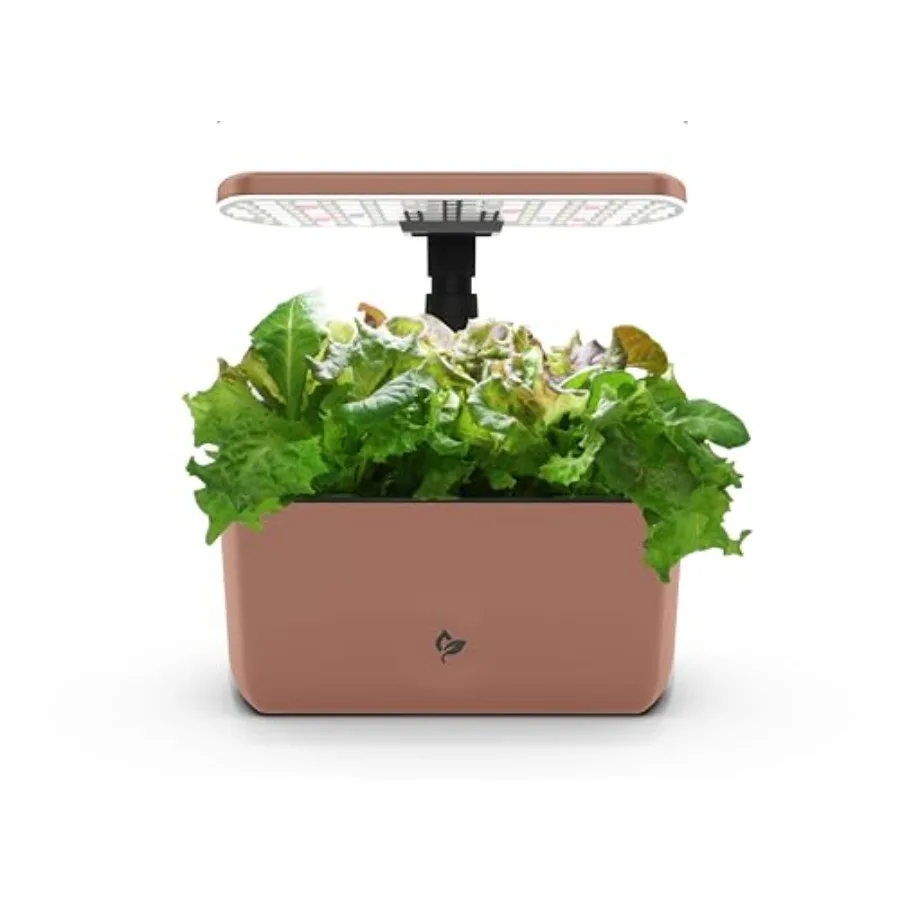 Indoor hydroponic garden for year-round herb and vegetable growing; Mocha-colored AeroGarden Harvest Lite with soil-free system