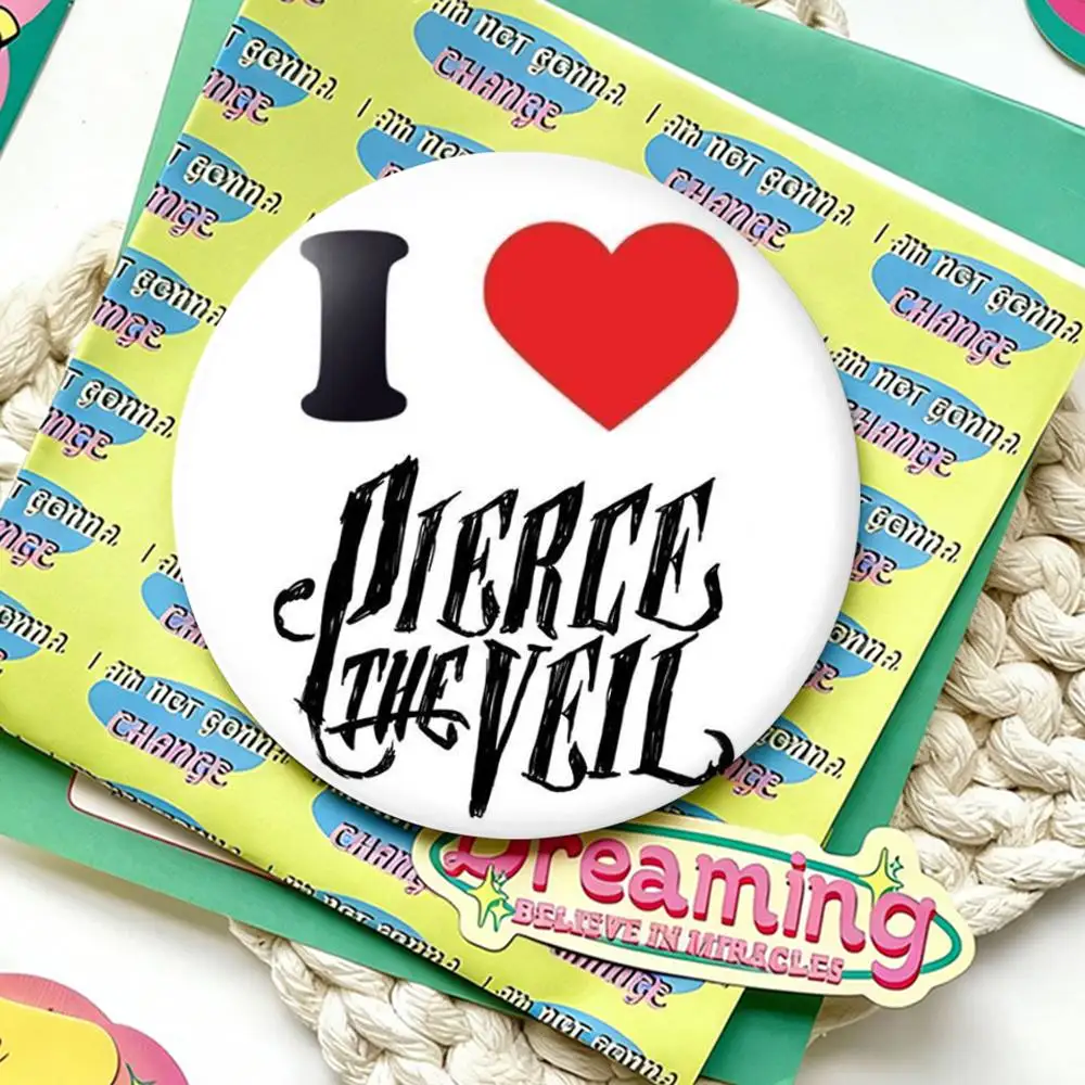 P-Pierce The V-Veil Pop Rock Band Laser Badge Creative Pins Brooch for Bag Clothes Hat Decor Gifts Fans Collect