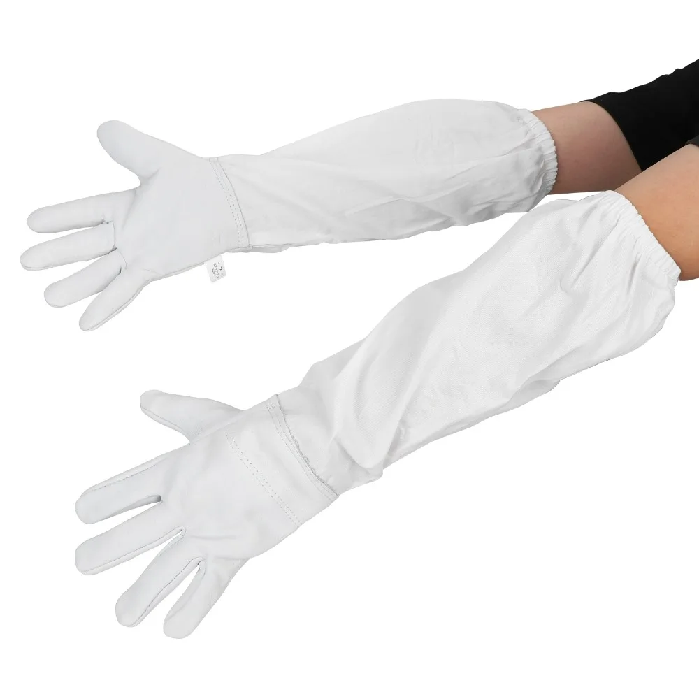 1 pair Long Protective Sleeves Beekeeping Gloves Breathable Material Ergonomic Design Bee Gloves Elastic Cuffs