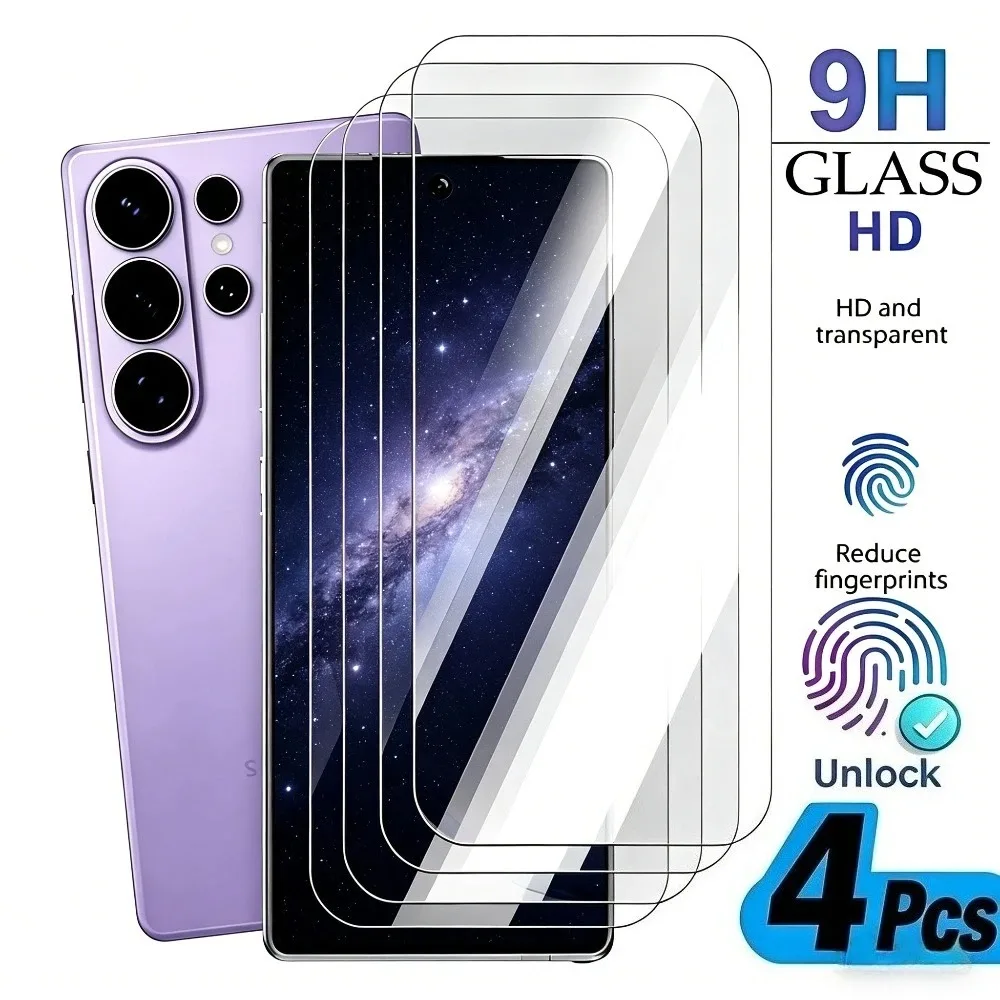 4Pcs Ultra Clear Tempered Glass for Samsung Galaxy S26/S25/S24/Ultra/S23/S22/S21/Plus/S25/S24/FE/Anti-ScratchScreen Protectors