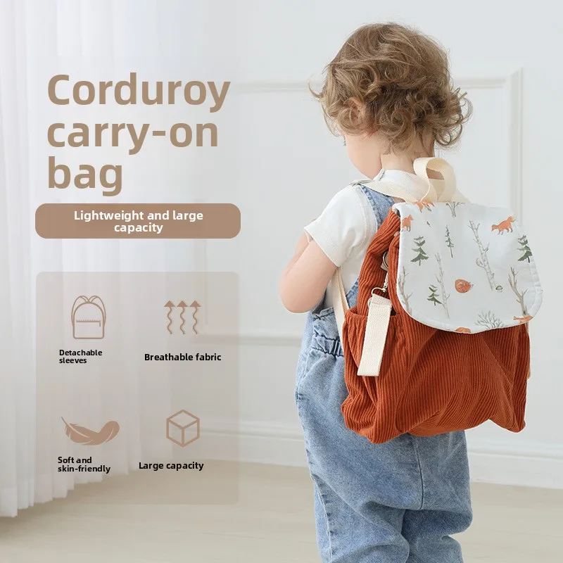 Детская школьная сумка унисекс для детского сада, небольшой детский рюкзак на выход, вельветовый материал легкий и практичный Детская школьная сумка унисекс для детского сада, небольшой детский рюкзак на выход, вельветовый материал легкий и практичный