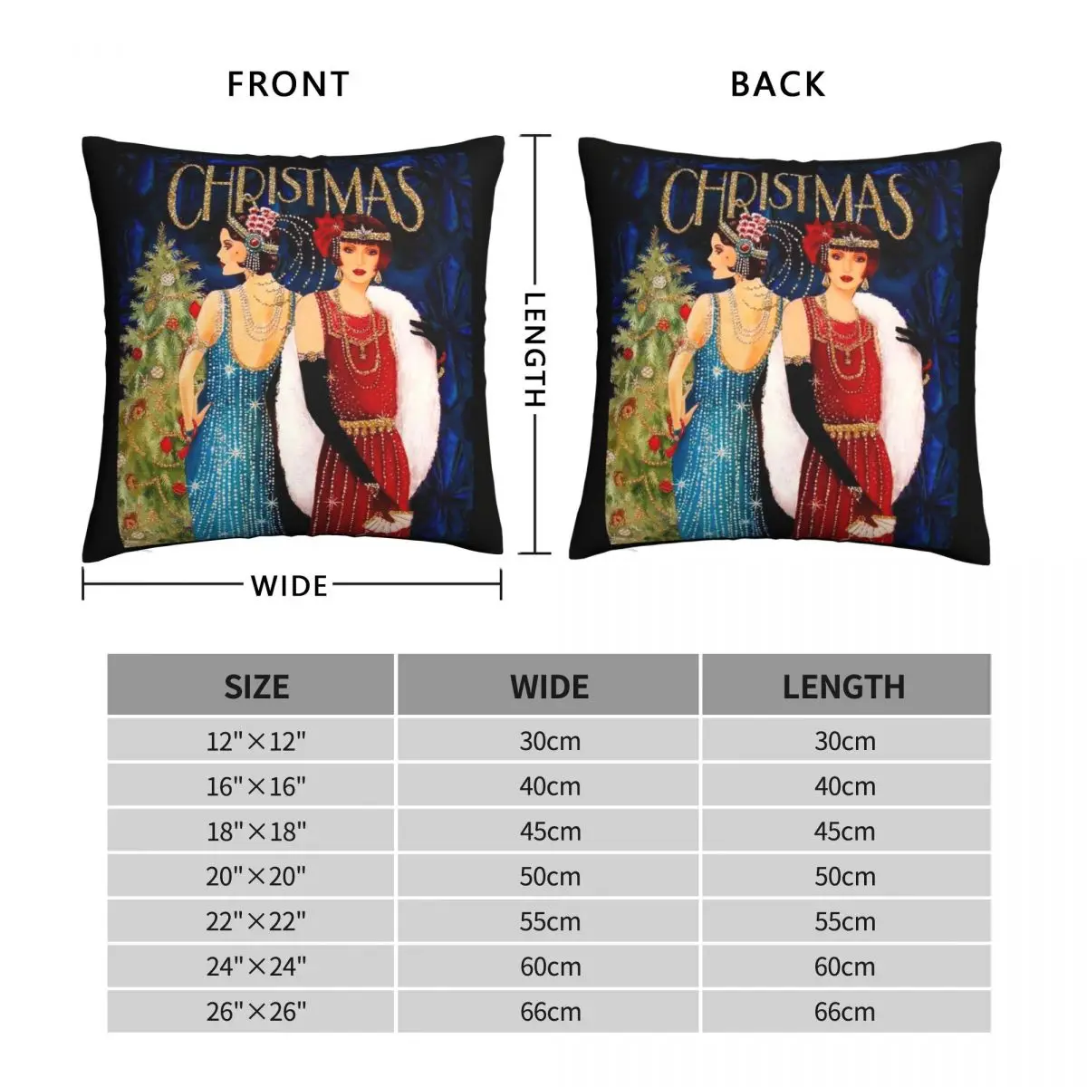 FLAPPERS Vintage With Christmas Square Pillowcase Polyester Linen Velvet Pattern Zip Decor Sofa Seater Cushion Cover