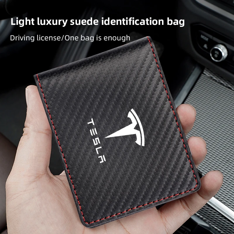 Driver License Holder Pu Leather on Cover for Tesla Car Driving Documents Business Id Pass Certificate Folder Wallet.