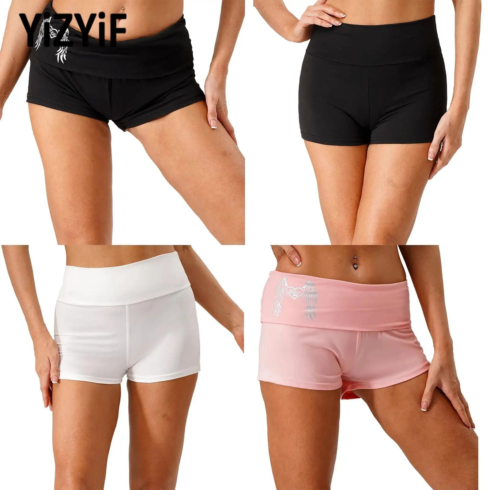 

Adult Womens Fitness Shorts Fashion Wings Printed Shorts Yoga Workout Gym Exercise Running Costume Hot Pants Stretchy Bottoms