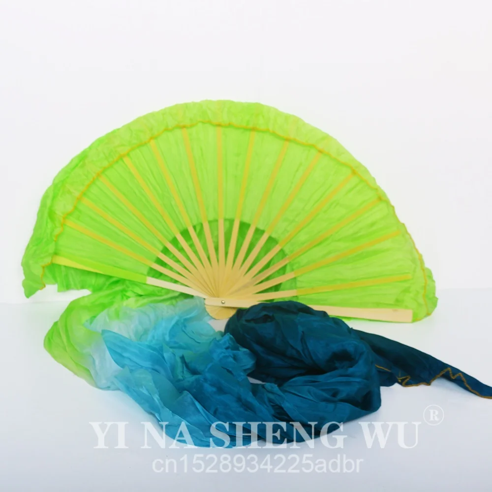 Hurtowe barwione wachlarze z jedwabiu naturalnego 100% do tańca brzucha, wachlarze jedwabne o długości 180 cm do występów scenicznych, 1 sztuka lub 1 para