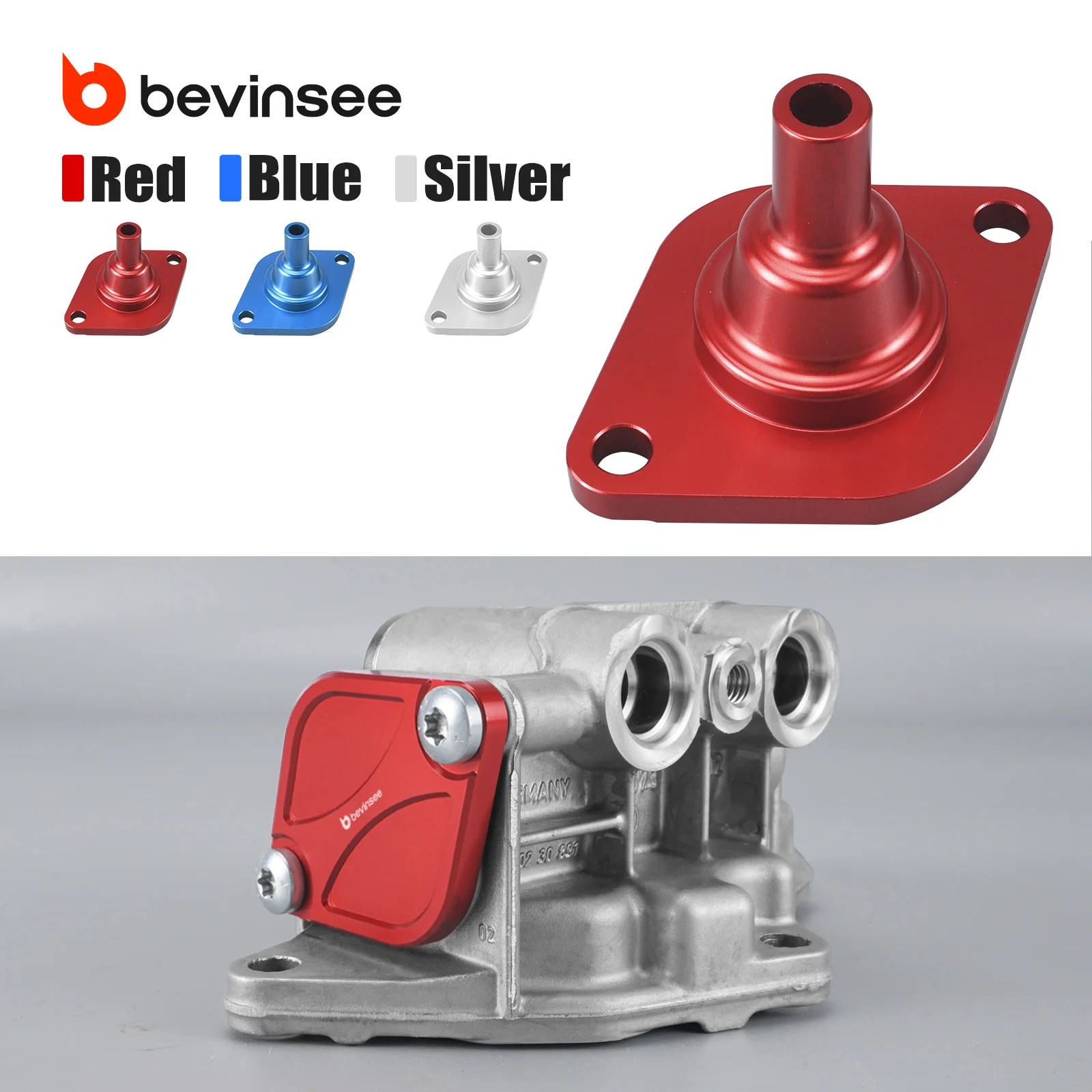 

BEVINSEE Aluminum Oil Thermostat Housing Cover for BMW N54 N55 S55,F10/F11 535i ,F20 M135i,F22 M235i,F30 335i,F36 435i,E82 135i