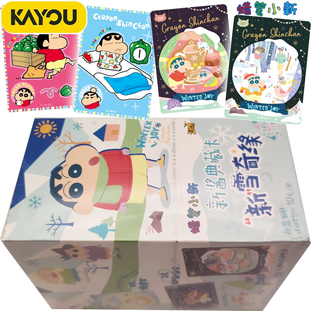 Original KAYOU Crayon Shin-chan Collection Cards Winter Joy Series Anime Peripheral Character Exquisite Card Kids Hobbies Gifts