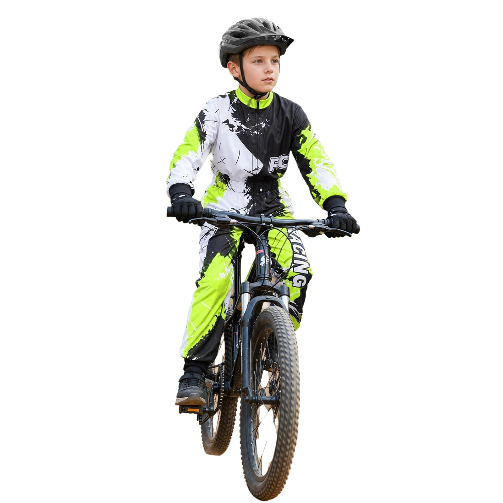 Jungen Motocross-Rennanzug, einteiliger Dirt-Bike-Rennanzug für Kinder, Spritzdruck, Offroad-ATV-Motorrad-Fahrkostüm – Detail 7