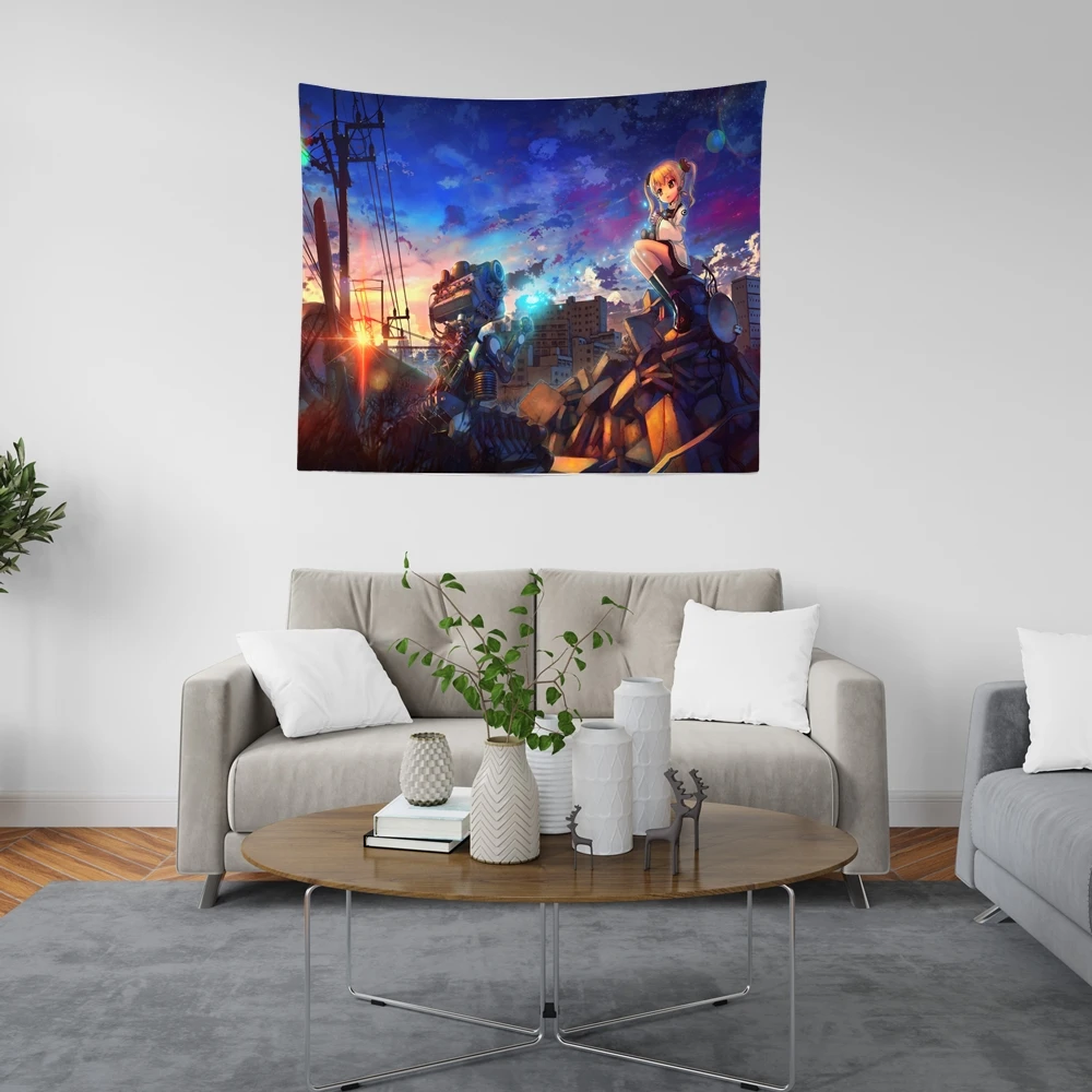 Customizable Japanese Streetscape Tapestry Anime Character Cloth Tiktok Live Broadcast Background Wall Manga Beauty Hanging Flag