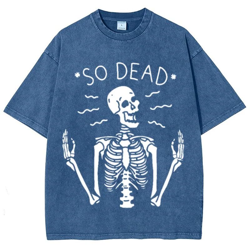 Summer 2024 Skull Frame Print Women's T-Shirt Oversized Loose Wash Oversized Loose Short Sleeves Summer 2024 Basic Tee