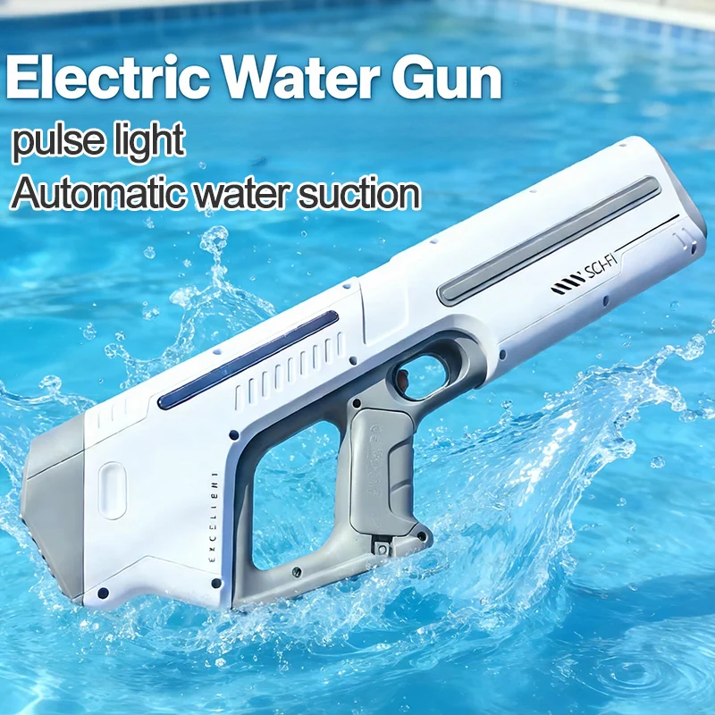ปืนฉีดน้ำไฟฟ้าสำหรับเด็ก แรงดันสูง ดูดน้ำอัตโนมัติ ของเล่นชายหาดกลางแจ้งสำหรับเด็กผู้ชาย ของขวัญสำหรับเด็ก