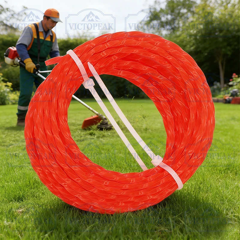 Garden Power Tool Accessories Nylon Grass Trimmer Line Orange Red Twist 3.0mm 5m Professional Brush Cutter Parts