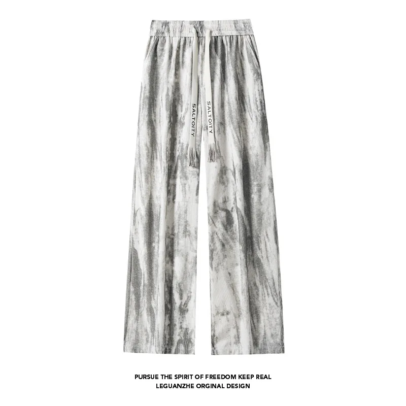 

【Mirrordust】Осенние вельветовые длинные брюки с чернильным принтом 2025, повседневные спортивные штаны в японском уличном стиле для мужчин и женщин, M-5XL