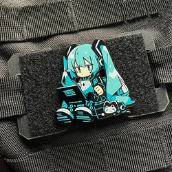 Miku Cartoon Anime Tactical Badge Two-Dimensional Metal Patch for Backpack Decoration Cute Girl Design with Hook