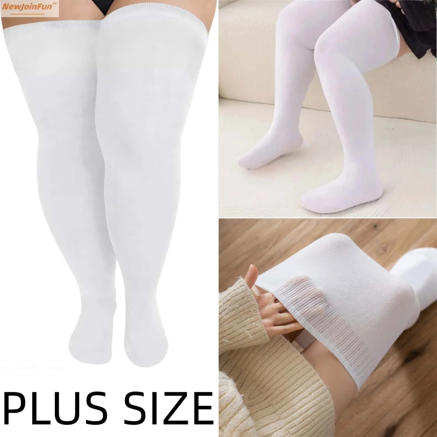 2026new Large Plus Size Thigh High Stockings White Black Over Knee Long Socks for Oversized Woman Thick Leg Warmer Autumn Winter