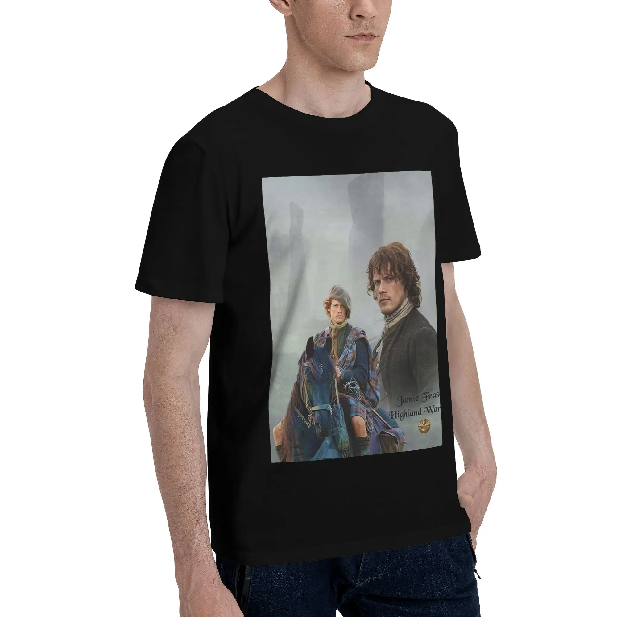 

Мужская футболка Jamie Fraser-Highland WarriorOutlande, футболки больших размеров, мужские хлопковые футболки с круглым вырезом, короткие летние мужские