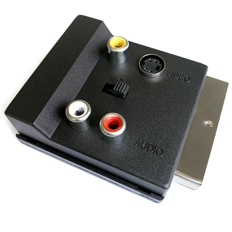 1pcs SCART Male Female to S-Video 3 RCA Audio Adapter Convector with IN/OUT switch 21 Pin  Scart To 3 RCA S-Video Connector Plug