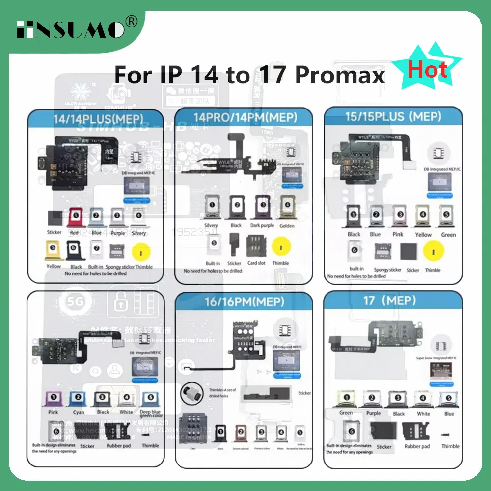 Wylie para iPhone 17 Esim convertir a tarjeta Dual Sim Cable incorporado versión estadounidense solución de integración MEP compatible con Super Snow/DB IC