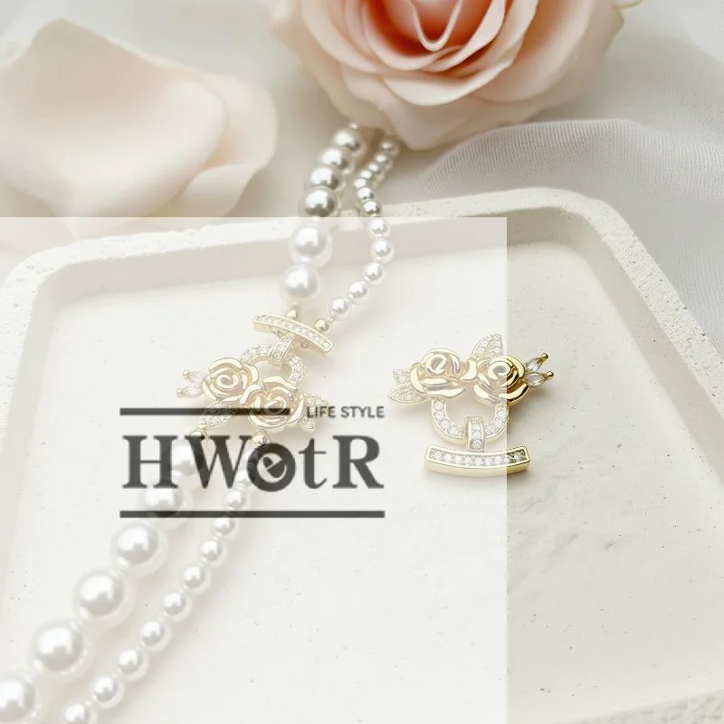 1PCS Brass Multi-row Rose Pearl Bracelet Necklace With Connecting Buckle At The End Diy Jewelry Accessories