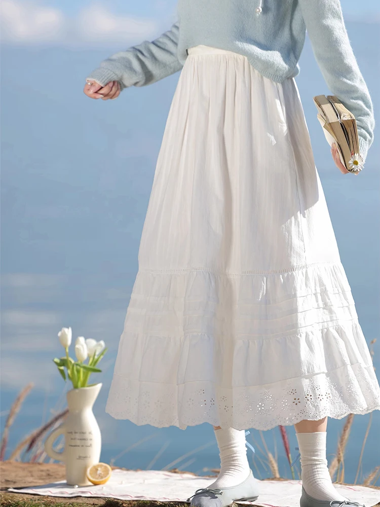 

Белая юбка трапециевидной формы, женская корейская юбка, весна-лето, утягивающая, с высокой талией, повседневная, другая, материал 00% свободного покроя