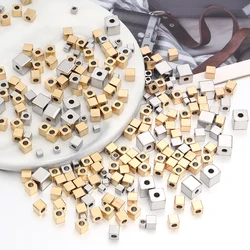 50pcs 2.5/3/4/5/6mm Stainless Steel Square Bead Cube Spacer Loose Beads for DIY Necklace Bracelet Jewelry Making Accessories