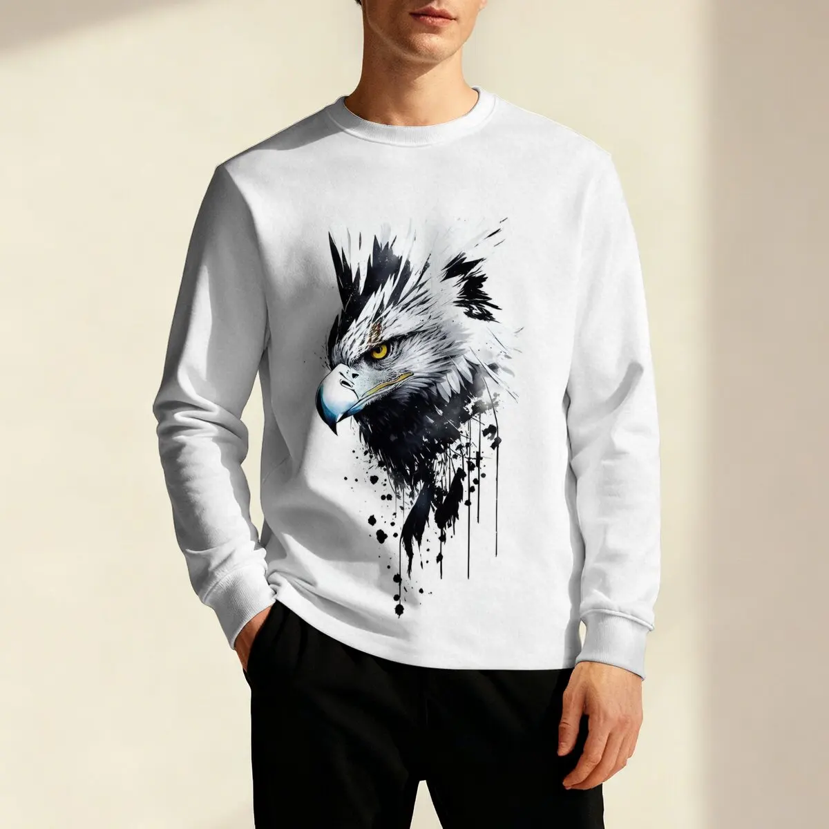 

Весенне-осенняя мужская толстовка с круглым вырезом и дизайном орла — модный мужской топ
