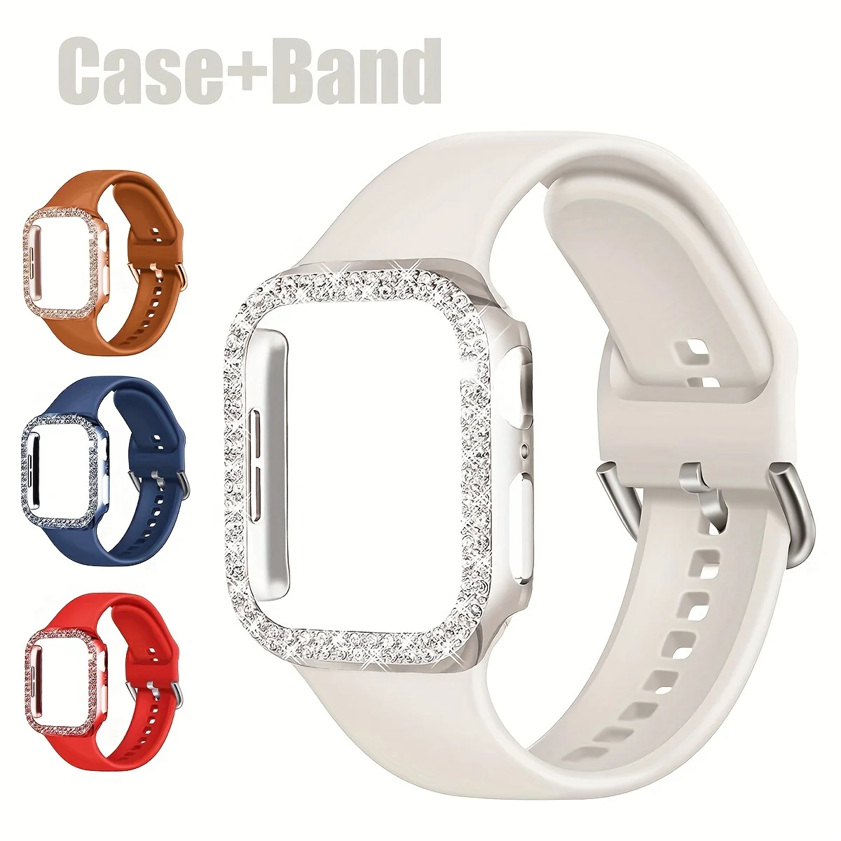 سوار رياضي + حافظة لساعة أبل 40/41/44/45/S1042/46 غطاء حزام من السيليكون سوار ممتص للصدمات IWatch Series 9 8 7 6 5 10 ملحقات #1