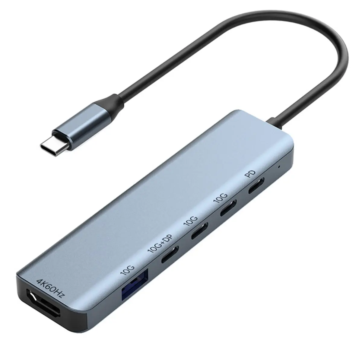 Fits for 6 in 1 Type-C DP Alt Mode USB C Hub with HDTV 4K@60Hz Dual Video Output USB3.2 Gen2 HUB 10Gbps Data 100W PD Charging