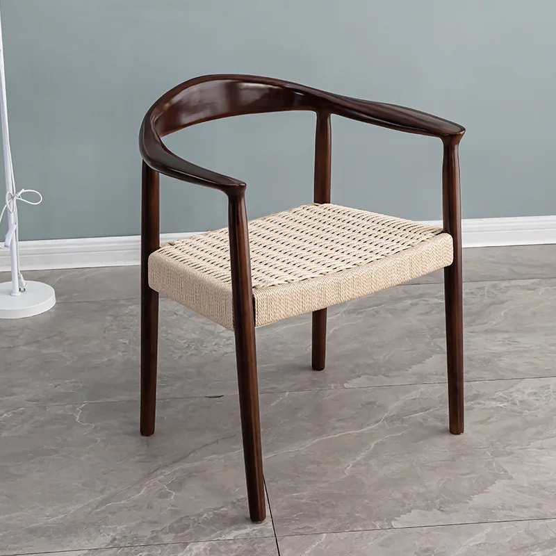

Simple Nordic Solid Wood Dining Chair Backrest Armrest Negotiation Chair Comfortable Backrest Leisure Chair All Solid Wood